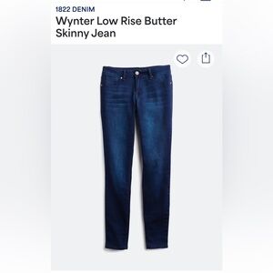 1822 Denim Wynter Low Rise Dark Blue Skinny Jeans size 10
